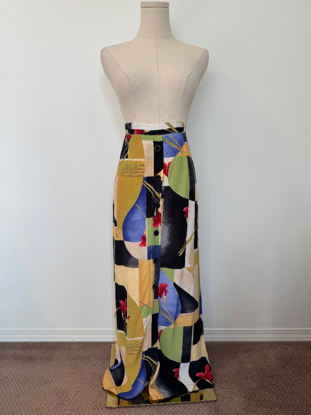 Vintage Conrad C Collection Abstract Print Maxi Skirt - Picture 2 of 10